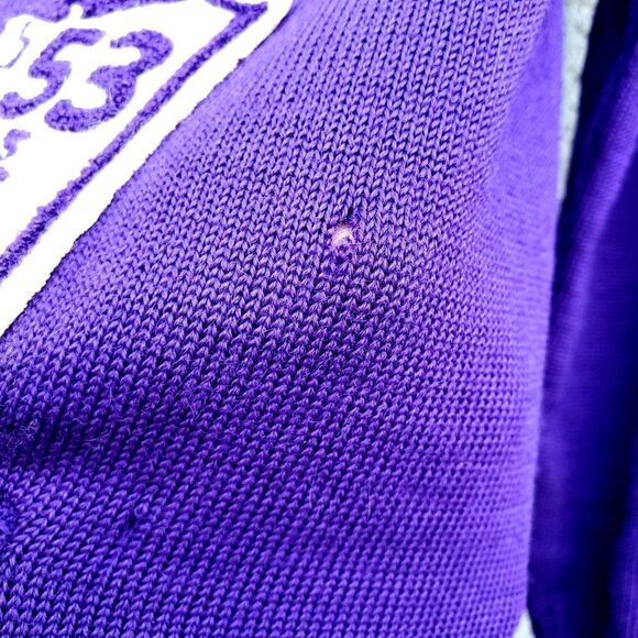 Varsity Jacket Vintage Class Sweater 50s High School Purple Wool S - Picture 11 of 15